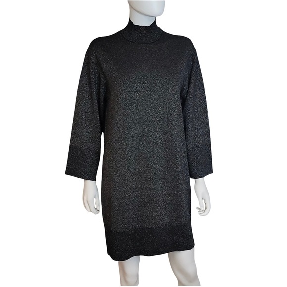 cooper st. Dresses & Skirts - NWT Cooper St. Black Alice Knit Metallic Sweater Dress Size Small